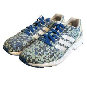 adidas ZX Flux Men's 8.5 Blue Green Geometric Weave Multicolor Torsion Sneakers